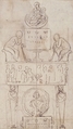 Design for a Wall Tomb or Monument (Recto); Smaller Variant Version with Half Length Madonna & Child on Crescent Moon (Verso), Attributed to Giovanni Francesco Penni (Italian, Florence ca. 1496–after 1528 Naples), Pen and brown ink